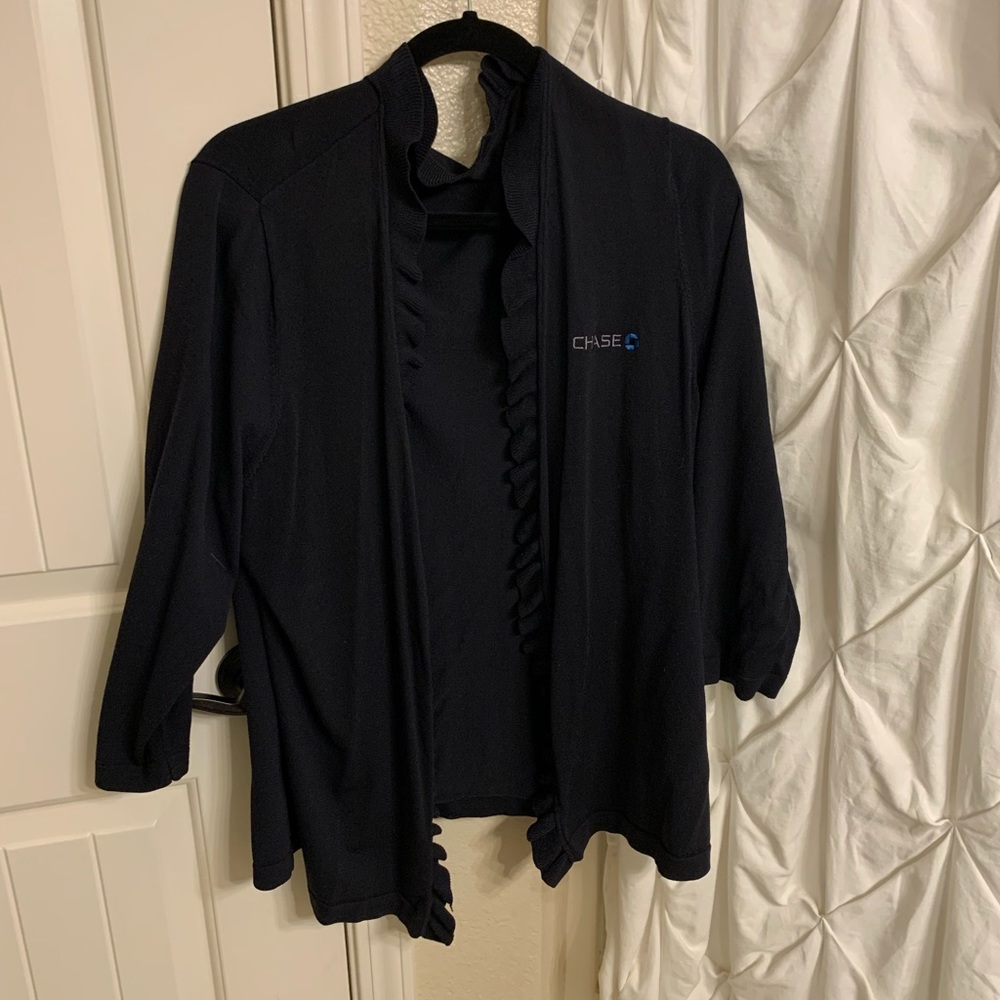 Navy ruffled chase cardigan